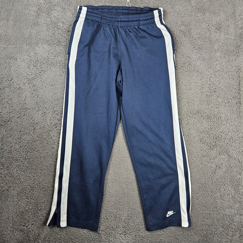 Vintage‎ Nike Mens XL Navy Blue White Stripe Track Pants Ankle Zip 231461-451